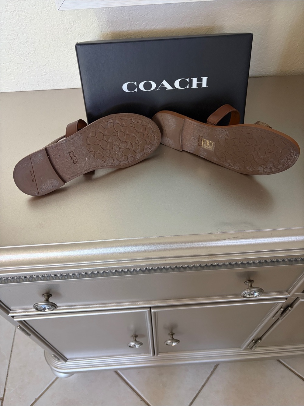Coach Brown Signature Crisscross Slide Sandals - Picture 4 of 6
